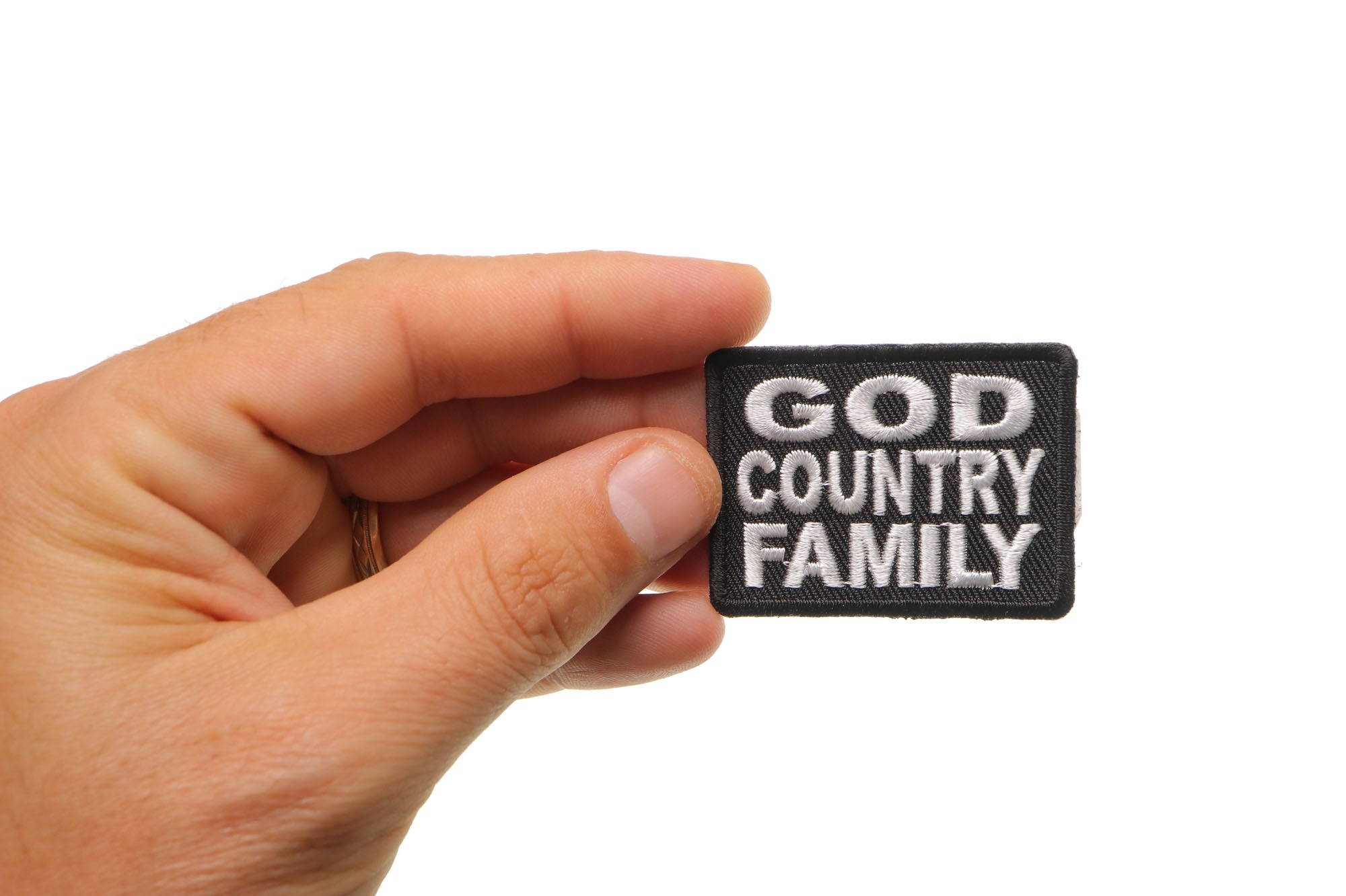 God Country Family Small Christian Patch - Proudly Represent Your Beliefs and Nation ( 3 x 2  inches )